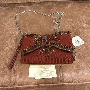 Mary Frances Rust Beaded Evening Clutch with Chain
